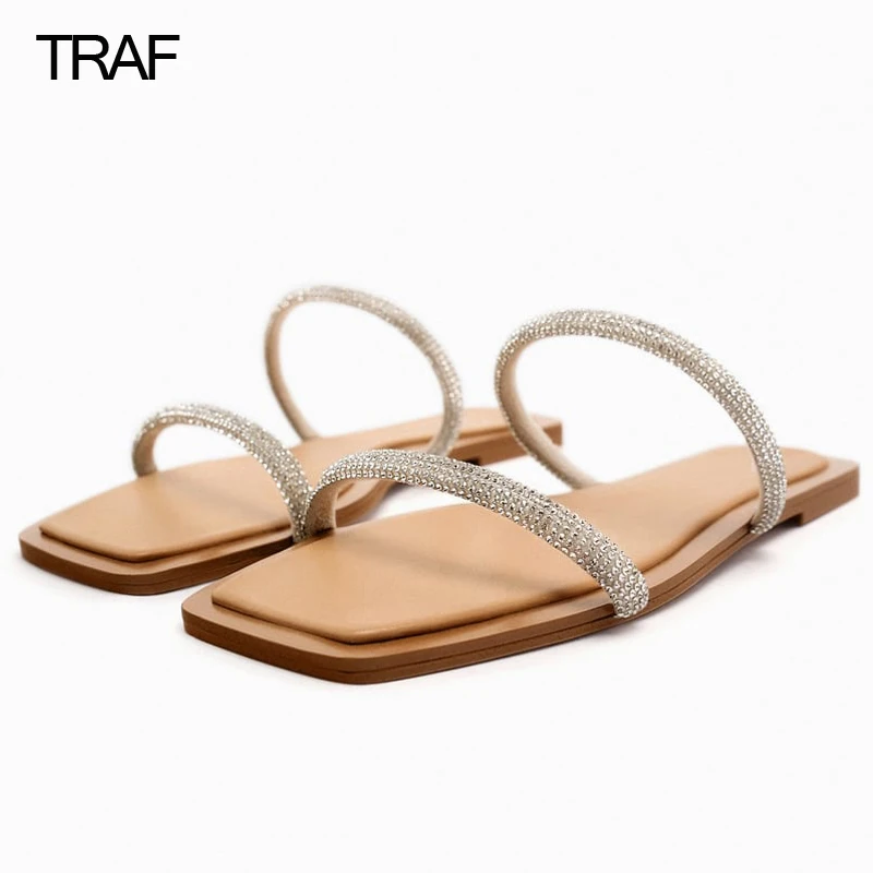 TRAF Summer 2023 Woman Rhinestone Slippers Sandals Flat Shoes for Women Casual Squared Toes Luxury Straps Flat Slider Sandals
TRAF Summer 2023 Woman Rhinestone Slippers Sandals Flat Shoes for Women Casual Squared Toes Luxury Straps Flat Slider Sandals