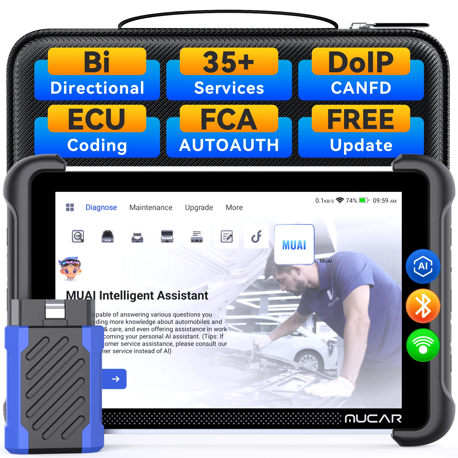 Автомобильный инструмент MUCAR 892BT AI Assist, двунаправленный сканер Obd2, кодирование ЭБУ, автомобильный диагностический инструмент CANFD DOIP 35, полная система сброса
Автомобильный инструмент MUCAR 892BT AI Assist, двунаправленный сканер Obd2, кодирование ЭБУ, автомобильный диагностический инструмент CANFD DOIP 35, полная система сброса
