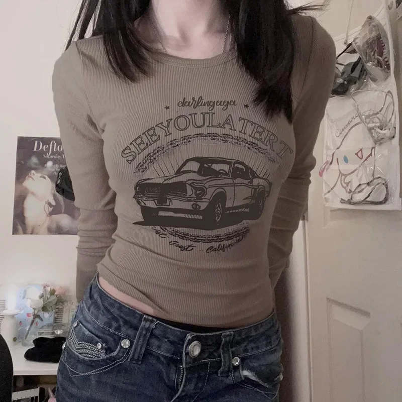 European and American Style Basic Cartoon Car Letter Printing Round Neck Long Sleeve T-shirt Spice Girl Joker Slim Bottoming
European and American Style Basic Cartoon Car Letter Printing Round Neck Long Sleeve T-shirt Spice Girl Joker Slim Bottoming