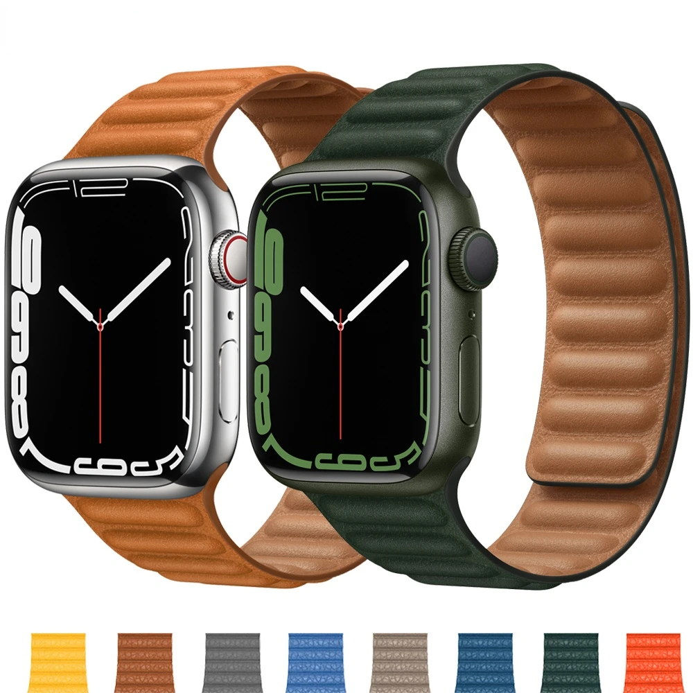 Ремешок кожаный для Apple Watch Band 44 мм 40 мм 41 мм 45 мм 42 мм 38 мм, оригинальный браслет с магнитной петлей для IWatch Series 3 5 4 SE 6 7
Ремешок кожаный для Apple Watch Band 44 мм 40 мм 41 мм 45 мм 42 мм 38 мм, оригинальный браслет с магнитной петлей для IWatch Series 3 5 4 SE 6 7