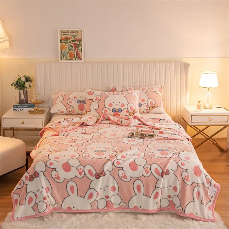 Thicken Fleece Blankets for Home Dormitory Beds Cute Warm Throw Blanket Sofa Cover Bedspread Comforter with Pillows Bedding Set
Thicken Fleece Blankets for Home Dormitory Beds Cute Warm Throw Blanket Sofa Cover Bedspread Comforter with Pillows Bedding Set