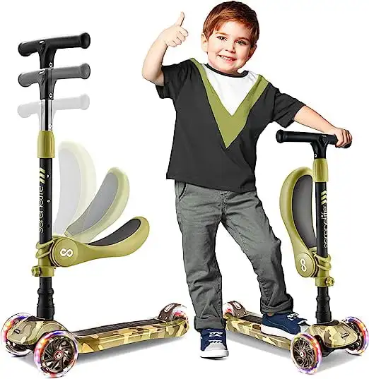 

Колесный Регулируемый скутер для детей-2-в-1 сидячий/подставной самокат с откидным сиденьем мм роторы x шины подшипники для скейтборда M pa
