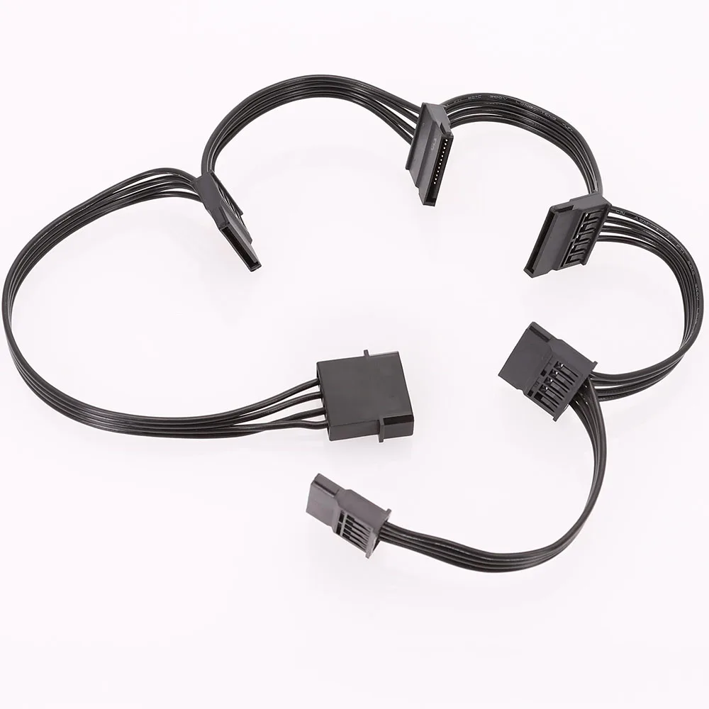 

1pcs/pack 4pin Molex IDE to 5 SATA Hard Disk SSD HDD Power Cable Adapter sata cable 60cm 18 awg