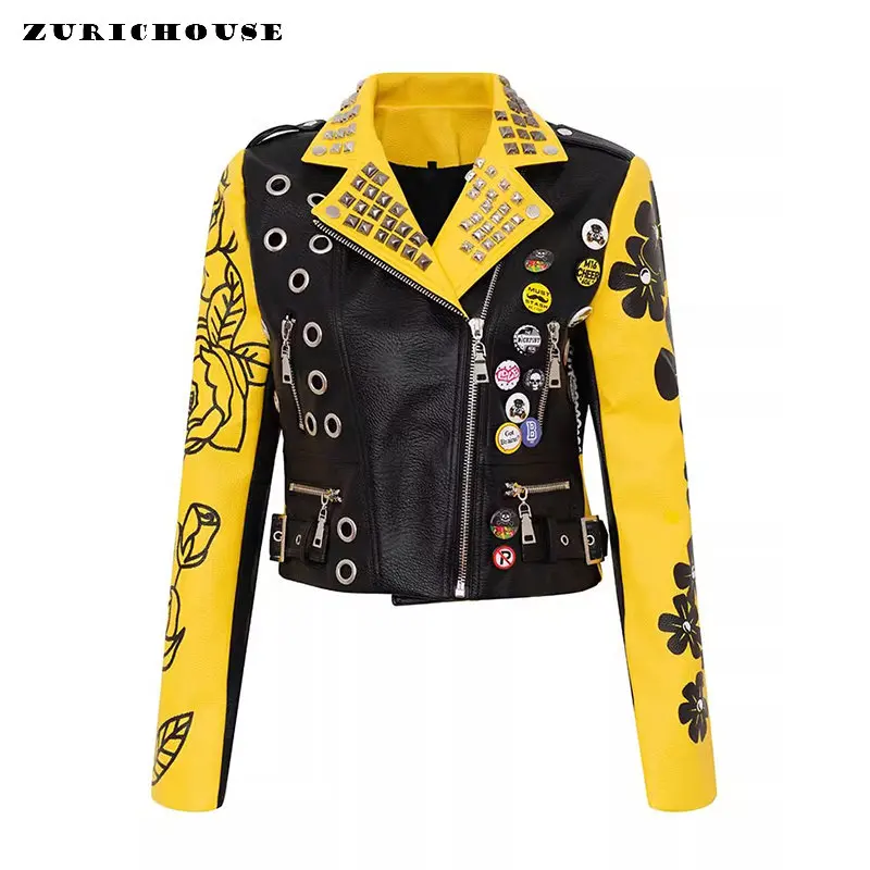 Graffiti Print Faux Leather Cropped Jacket for Women 2023 Trend Punk Style Streetwear Studded Motorcycle Leather Jacket S-XXXL 
Graffiti Print Faux Leather Cropped Jacket for Women 2023 Trend Punk Style Streetwear Studded Motorcycle Leather Jacket S-XXXL