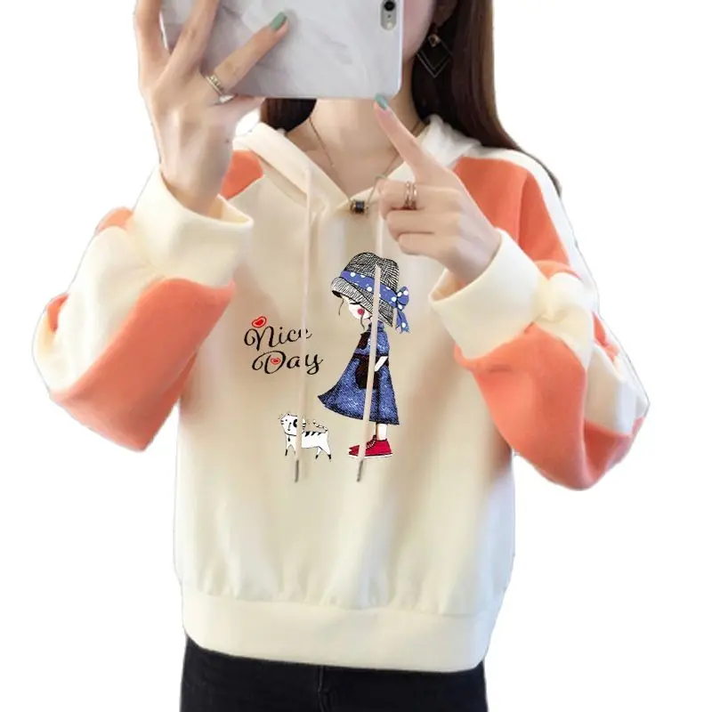 Cotton Hooded T-shirt Women's Spring And Autumn New Korean Version Of Color Matching Casual Joker Loose Slim Western-style Top.
Cotton Hooded T-shirt Women's Spring And Autumn New Korean Version Of Color Matching Casual Joker Loose Slim Western-style Top.