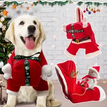 Pet Christmas Clothes Cute Pet Transformation Outfit Soft Funny Dress Up Cotton Christmas Holding Gifts Pet Outfit for Labrador