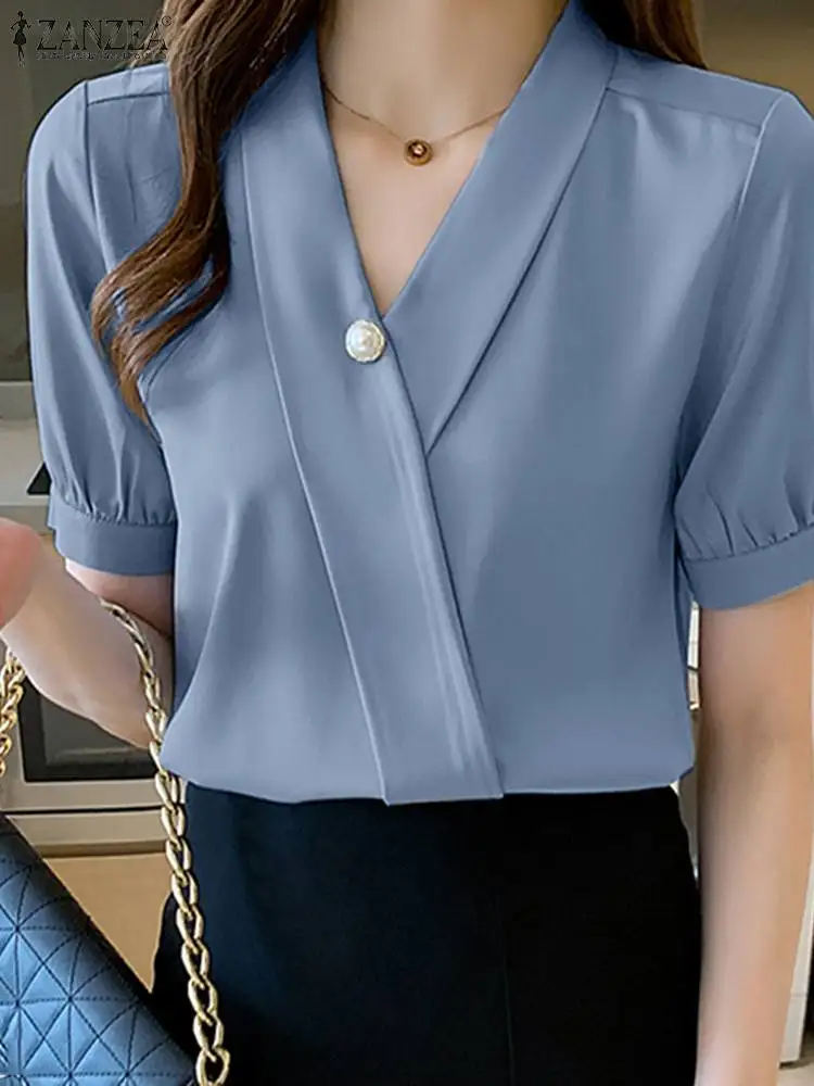 ZANZEA Elegant Work OL Work Shirt Summer Women Fashion Blouse Solid Short Sleeve V-Neck Tops Female Casual Thin Chemise Oversize
ZANZEA Elegant Work OL Work Shirt Summer Women Fashion Blouse Solid Short Sleeve V-Neck Tops Female Casual Thin Chemise Oversize