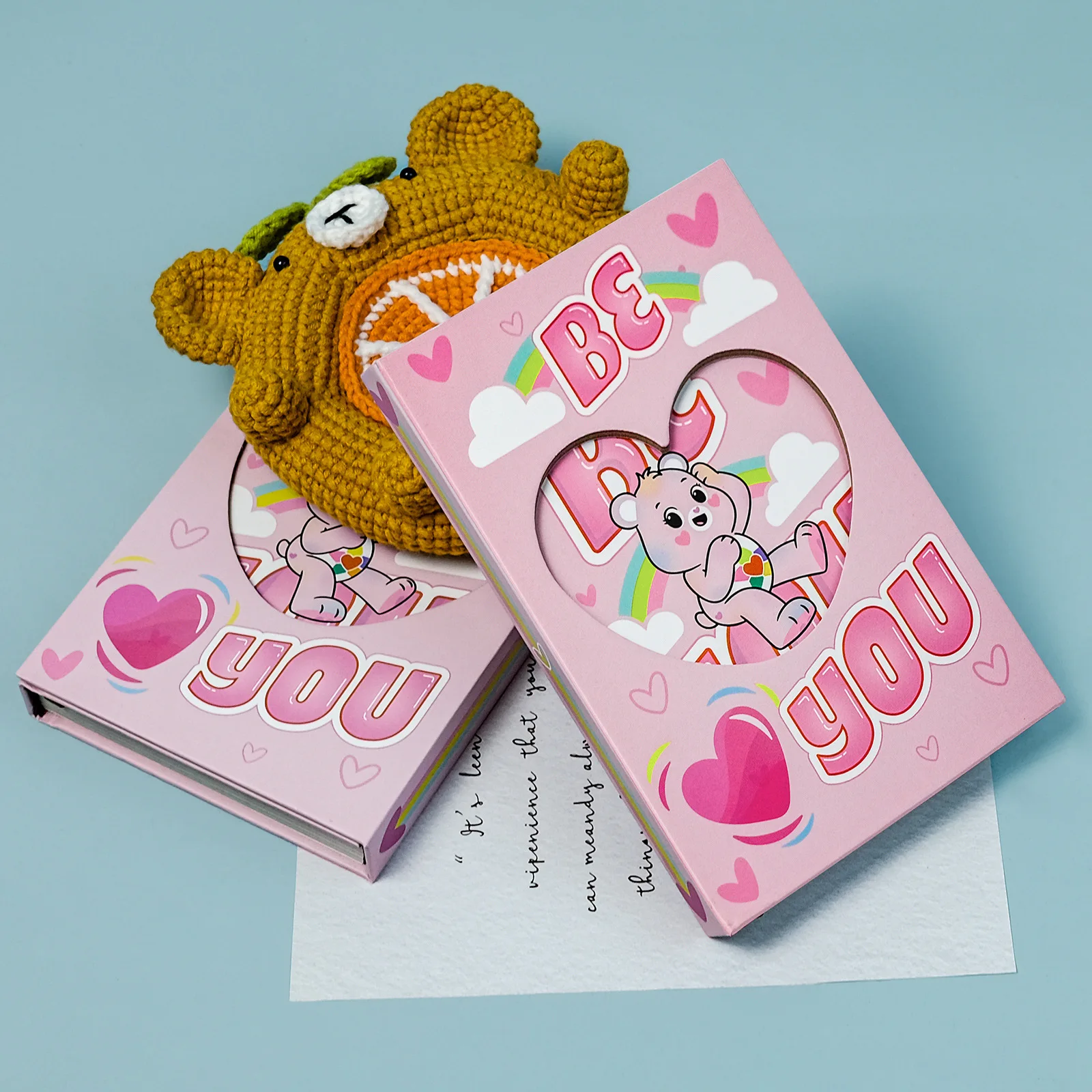 Подлинный блокнот Pink Care Bears тройной Love с радужной обложкой магнитной пряжкой