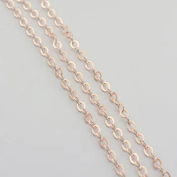 2 m 3x2x0.5mm Iron Cable Chains, Unwelded, Flat Oval, Cadmium Free & Lead Free, Rose Gold