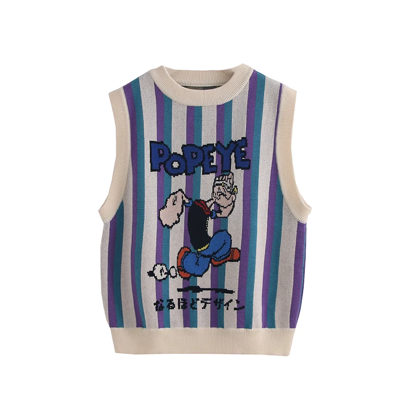 2021 Winter Women Sweater Vest Striped Sleeveless Knitted Vests Cotton Vintage Cartoon Embroidery Pullovers Casual Outwear Tops
2021 Winter Women Sweater Vest Striped Sleeveless Knitted Vests Cotton Vintage Cartoon Embroidery Pullovers Casual Outwear Tops