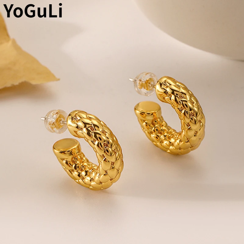 Fashion Jewelry 925 Silver Needle Texture Metal Hoop Earrings Popular Hot Sale High Quality Copper Round Earrings For Women
Fashion Jewelry 925 Silver Needle Texture Metal Hoop Earrings Popular Hot Sale High Quality Copper Round Earrings For Women