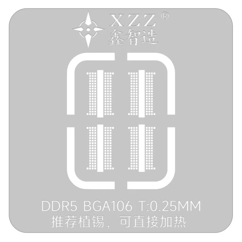 XZZ прецизионный трафарет для реболлинга для чипа памяти DDR5 BGA102 BGA106, платформа для посадки олова с прямым нагревом
XZZ прецизионный трафарет для реболлинга для чипа памяти DDR5 BGA102 BGA106, платформа для посадки олова с прямым нагревом
