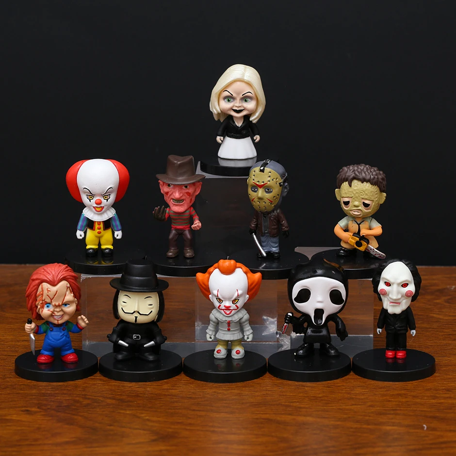 5cm Set Jason Freddy Pennywise Chucky Tiffany Billy Ghostface V Leatherface Q Ver PVC Figures Toys Dolls
5cm Set Jason Freddy Pennywise Chucky Tiffany Billy Ghostface V Leatherface Q Ver PVC Figures Toys Dolls