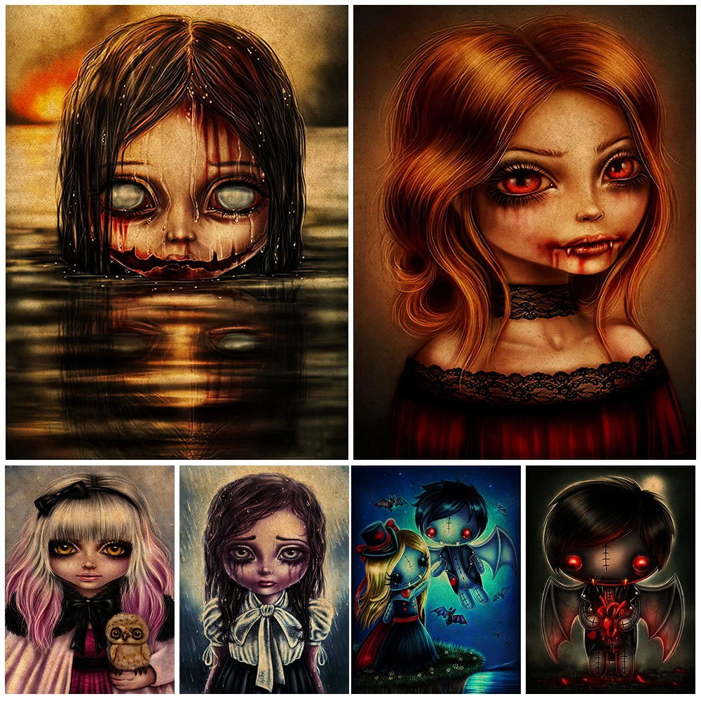 Dark Fantasy Cute Gothic Wall Art Canvas Painting Vampire,Zombie And Owl Art Poster And Print For Living Room Decor Unframed
Dark Fantasy Cute Gothic Wall Art Canvas Painting Vampire,Zombie And Owl Art Poster And Print For Living Room Decor Unframed