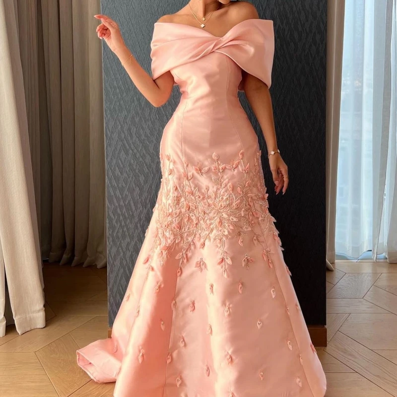 Pink Sexy Off the Shoulder Dubai Evening Dresses Luxury Beads Lace Arabic Floor Length Satin Formal Prom Dress for Women Party
Pink Sexy Off the Shoulder Dubai Evening Dresses Luxury Beads Lace Arabic Floor Length Satin Formal Prom Dress for Women Party