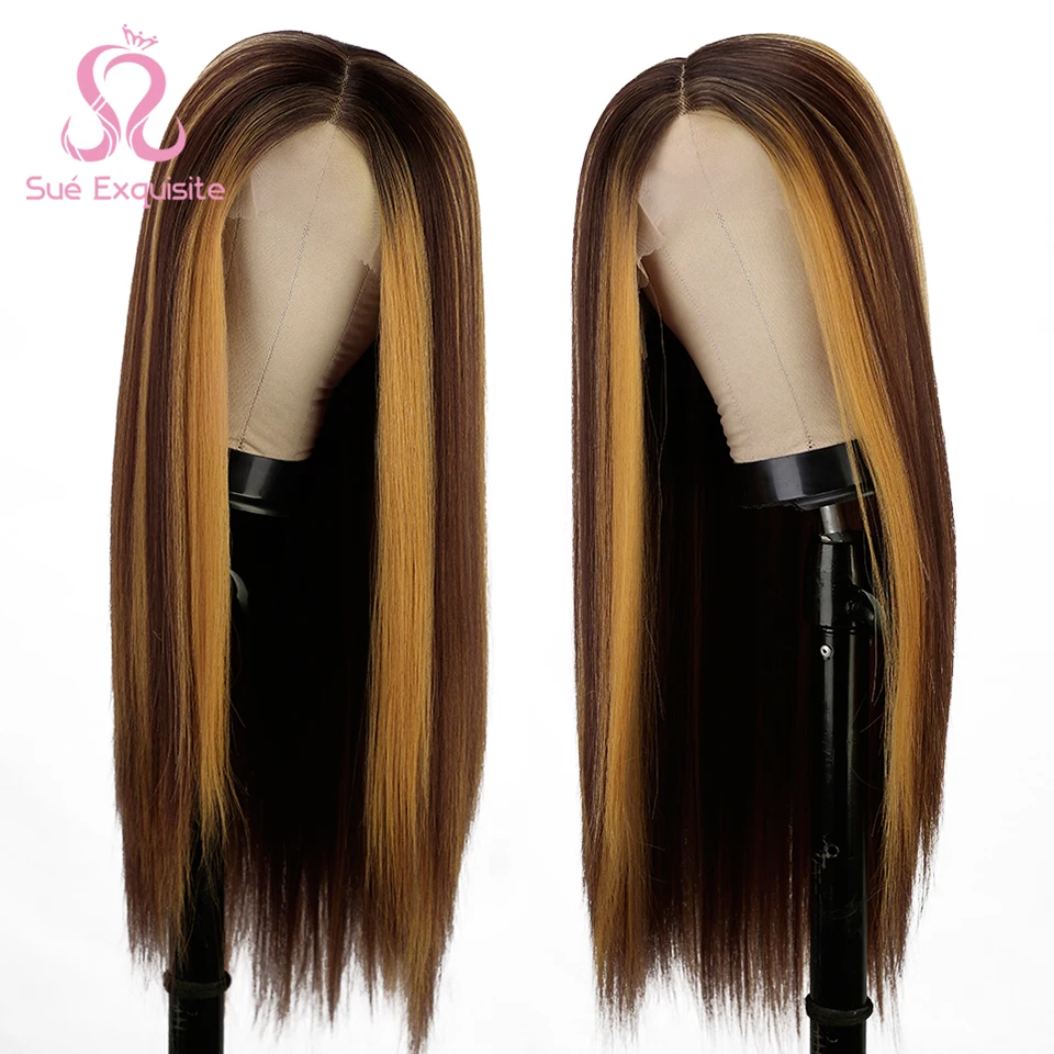 SUe EXQUISITE Synthetic T part lace closure Wig Honey Blonde Highlight Color Long Straight Wig Synthetic Wigs For Black Women
SUe EXQUISITE Synthetic T part lace closure Wig Honey Blonde Highlight Color Long Straight Wig Synthetic Wigs For Black Women