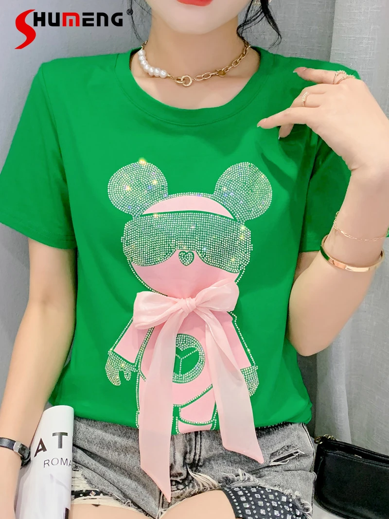 2022 New Summer Heavy Embroidery Hot Drilling Short-Sleeved T-shirt Women's Cotton All-Matching Clothing Slim Fit Slimming Top
2022 New Summer Heavy Embroidery Hot Drilling Short-Sleeved T-shirt Women's Cotton All-Matching Clothing Slim Fit Slimming Top