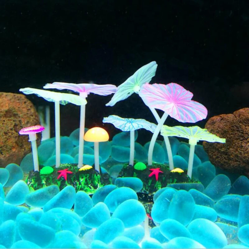 

Fluorescent Artificial Coral Reef Glowing Lotus Leaf Mushroom Luminous Stones Aquariums Fish Tank Luminous Decor Accessories