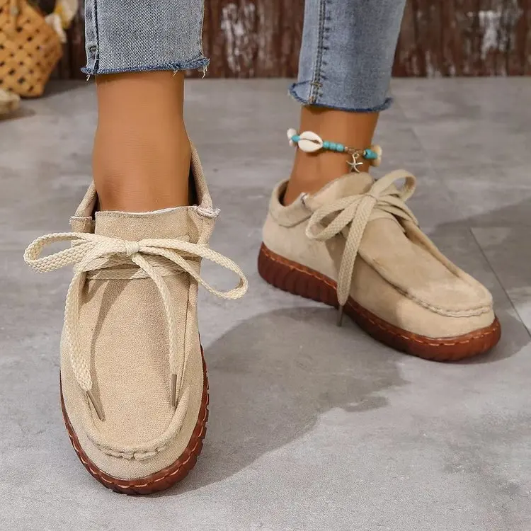 Cow Suede Lace-up Flat Sports Shoes 2023 Fashion Solid Ladies Shoes Spring/Autumn Sewing Cotton Fabric Women's Sneakers
Cow Suede Lace-up Flat Sports Shoes 2023 Fashion Solid Ladies Shoes Spring/Autumn Sewing Cotton Fabric Women's Sneakers