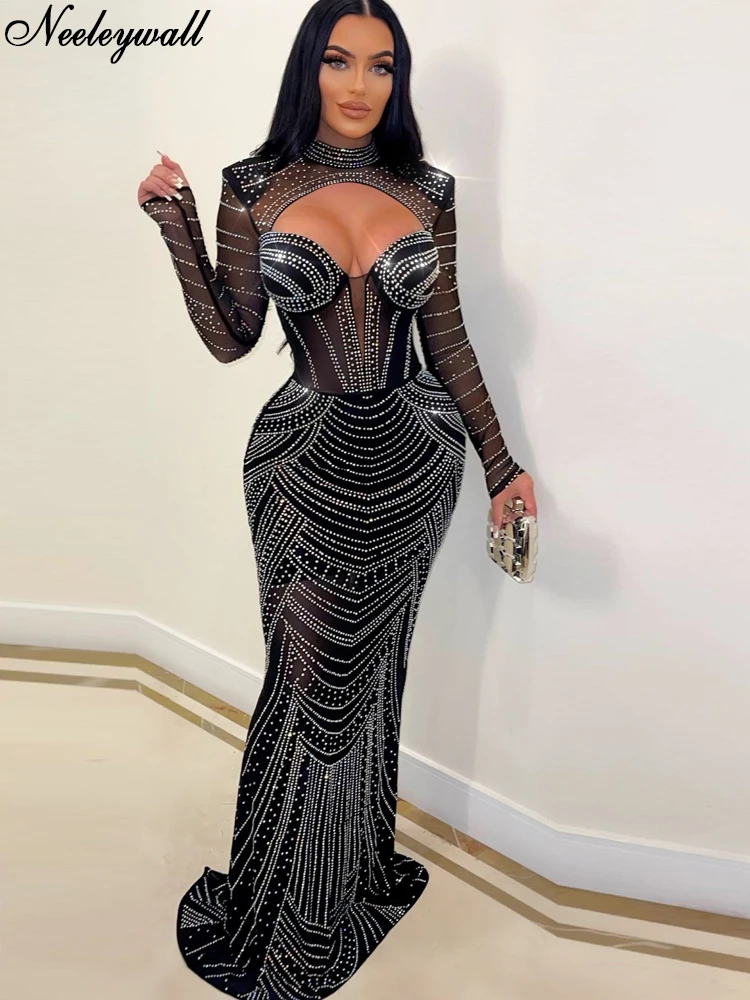 Neeleywall Gorgeous See-Through Crystal Gowns Long Maxi Dresses Glam Long Sleeve Diamonds Corest Party Dresses Christmas Outfits
Neeleywall Gorgeous See-Through Crystal Gowns Long Maxi Dresses Glam Long Sleeve Diamonds Corest Party Dresses Christmas Outfits
