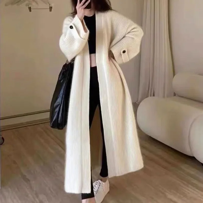 Cardigan sold Long Knitted Cardigan Women Autumn Loose White Knitwear Ladies Open Stitch Full Sleeve Elegant Sweater Cardigan Wi
Cardigan sold Long Knitted Cardigan Women Autumn Loose White Knitwear Ladies Open Stitch Full Sleeve Elegant Sweater Cardigan Wi