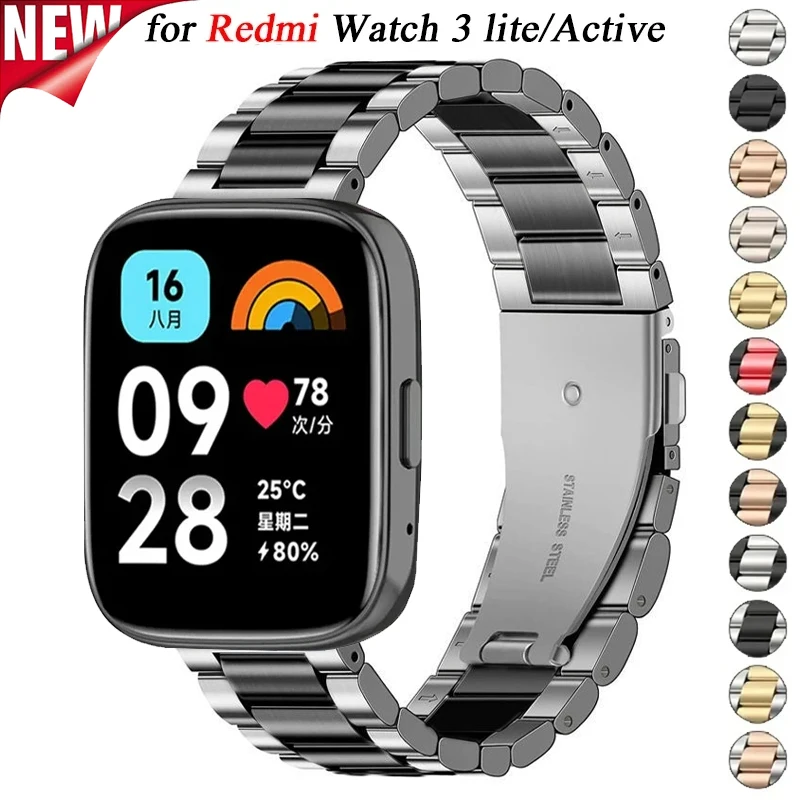 Ремешок из нержавеющей стали для Redmi Watch 3 Active сменный металлический браслет Xiaomi