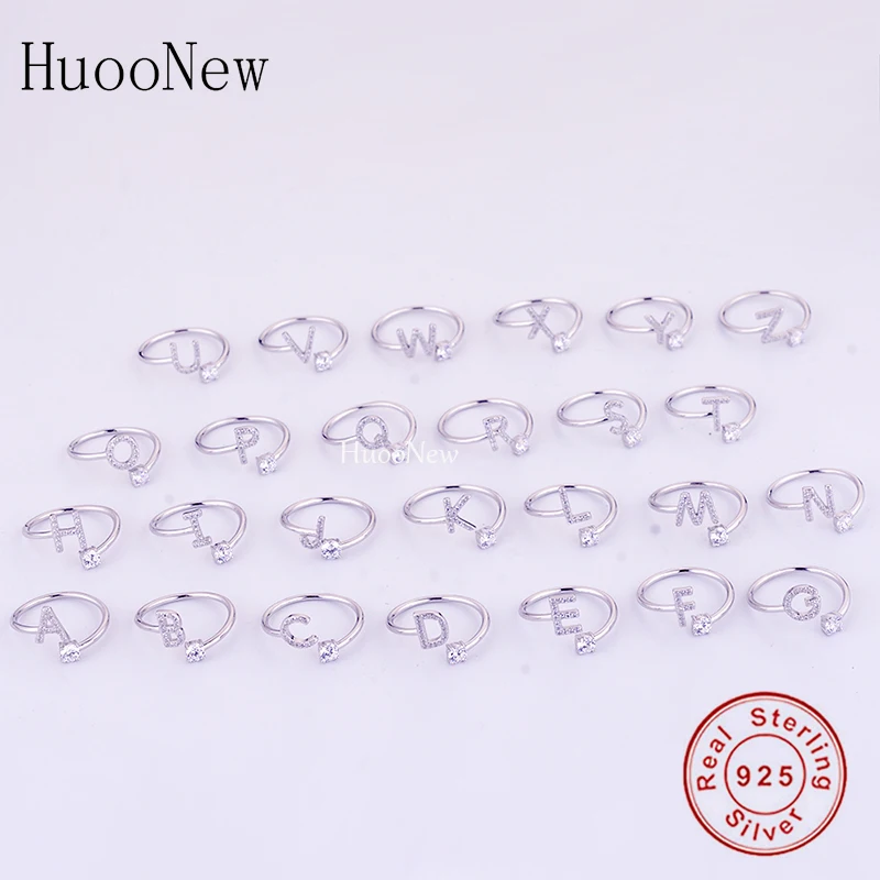 Real 925 Sterling Silver Adjustable Letter Alphabet A-Z Zircon Open Rings For Women Family Name Indie Anillos 2021 Wholesale 
Real 925 Sterling Silver Adjustable Letter Alphabet A-Z Zircon Open Rings For Women Family Name Indie Anillos 2021 Wholesale