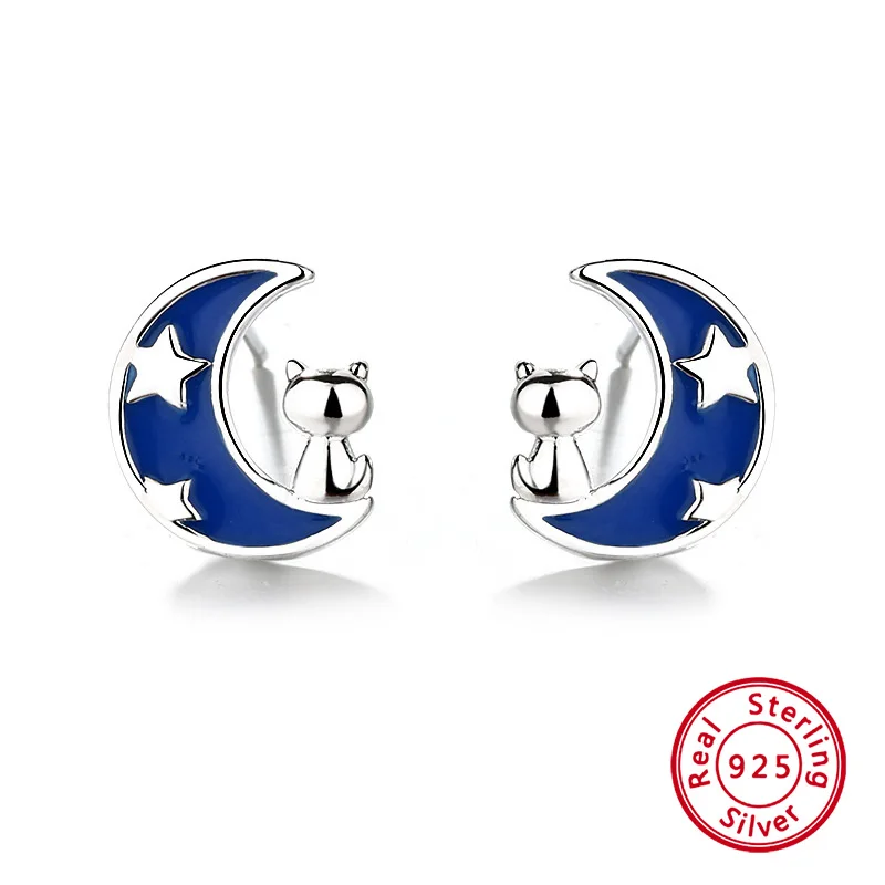 1 Pair Cute Cartoon Moon Cat Charm 925 Sterling Silver Ear Studs Fine Jewelry Luxury Earrings Fashion Gift for Women
1 Pair Cute Cartoon Moon Cat Charm 925 Sterling Silver Ear Studs Fine Jewelry Luxury Earrings Fashion Gift for Women