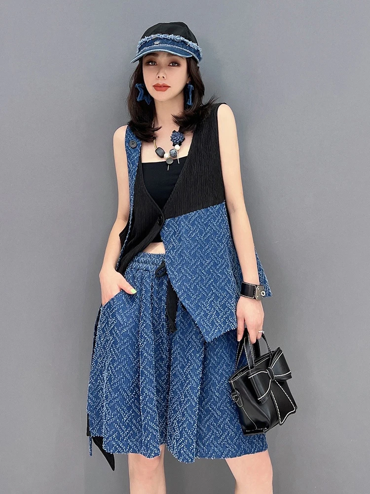 XITAO Fashion Women Two Pieces Set Sleeveless One Button Patchwork Small Fresh Top Elastic Waist Shorts Minority WMD7095
XITAO Fashion Women Two Pieces Set Sleeveless One Button Patchwork Small Fresh Top Elastic Waist Shorts Minority WMD7095