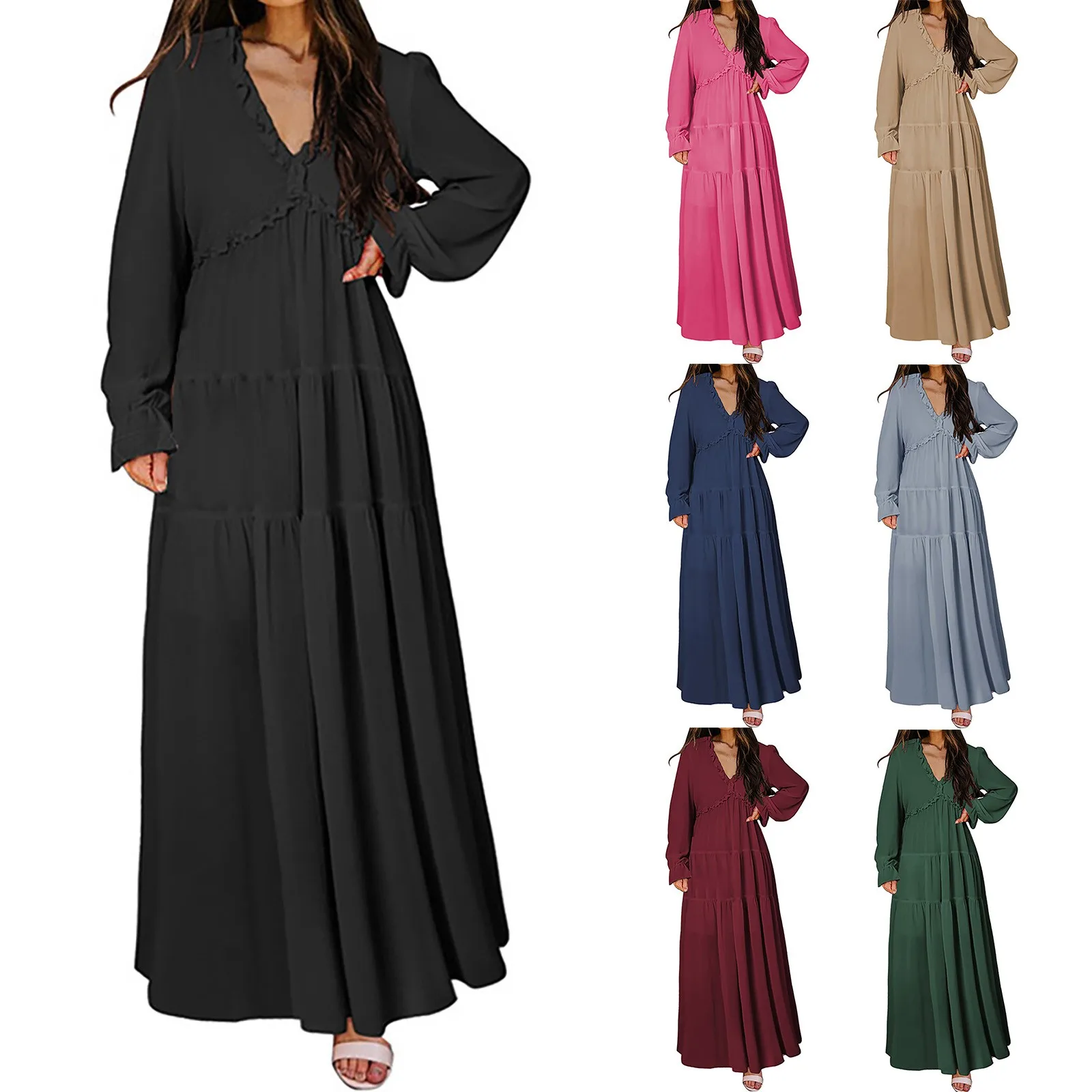 Women's Solid Color Loose Fitting Casual Chiffon Long Sleeved Maxi Casual Dresses Sleeveless High Neck Dress
Women's Solid Color Loose Fitting Casual Chiffon Long Sleeved Maxi Casual Dresses Sleeveless High Neck Dress