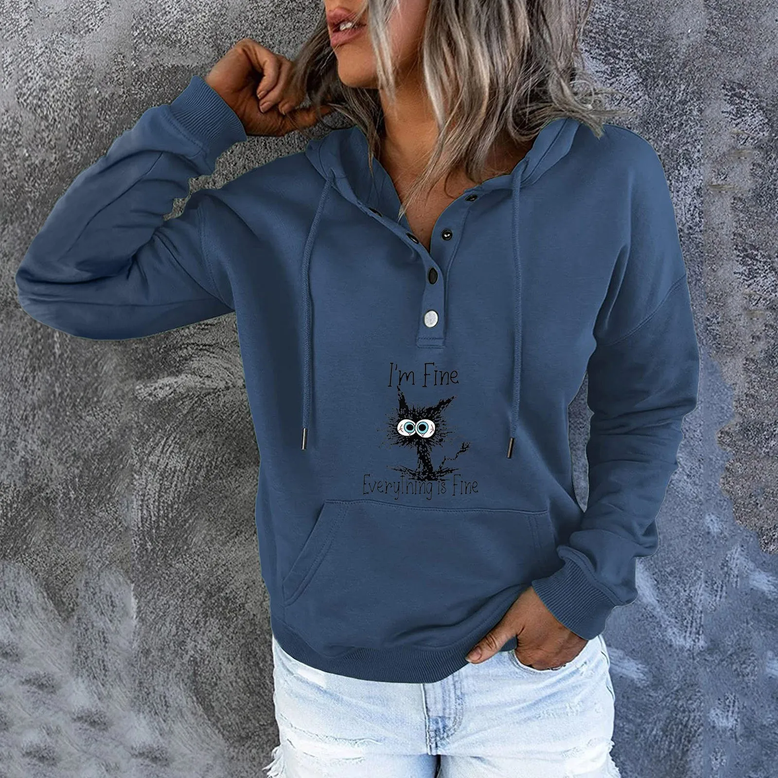 Light Sweatshirt Women Fashion Loose Long Sleeve Buttons Pocket Printing Long Pullover Sweatershirt Top Cute Top
Light Sweatshirt Women Fashion Loose Long Sleeve Buttons Pocket Printing Long Pullover Sweatershirt Top Cute Top