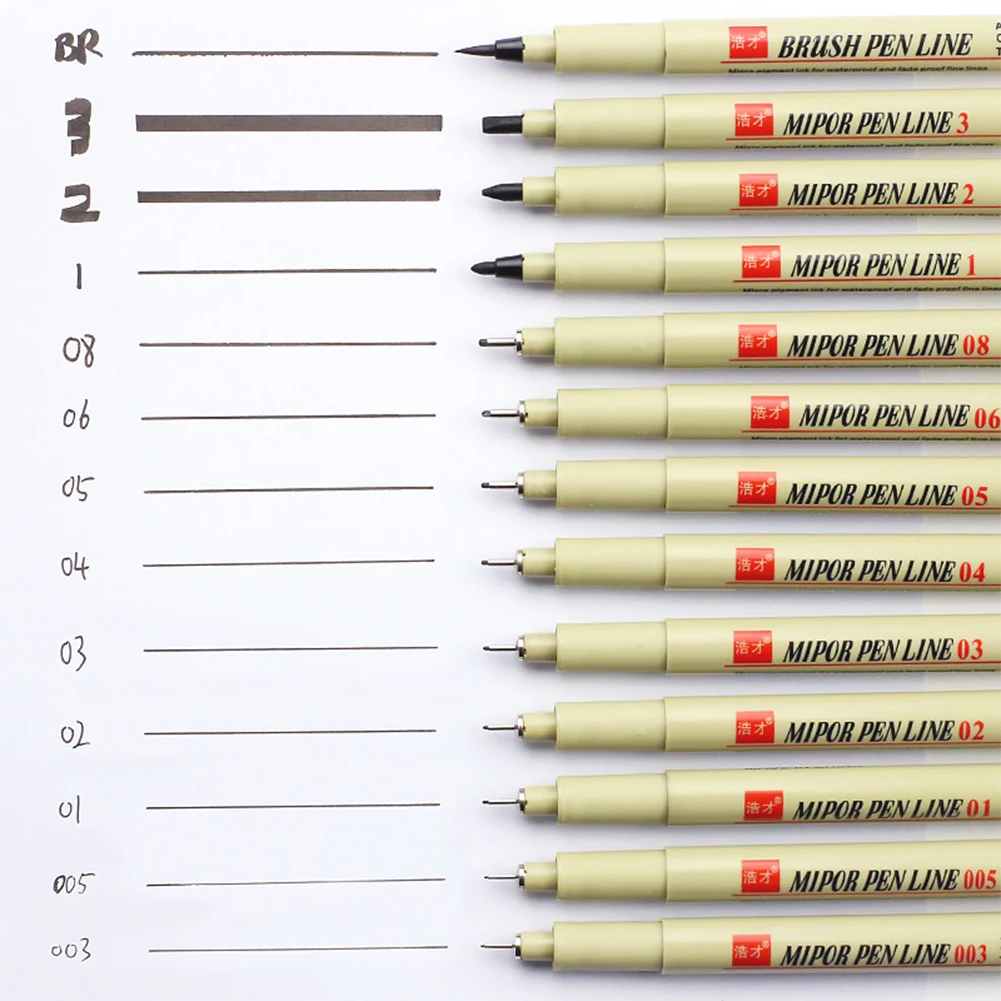 

Sketching Waterproof 003 005 01 02 03 04 05 06 08 1 2 BR Pigment Liner Micron Marker Fineliner Ink Pens Set Different Tip Black