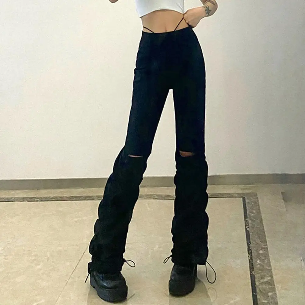 Ladies Pants Black Loose Pants Women Accessory Drawstring All Match Black Stacked Pleated Hollow Trousers
Ladies Pants Black Loose Pants Women Accessory Drawstring All Match Black Stacked Pleated Hollow Trousers