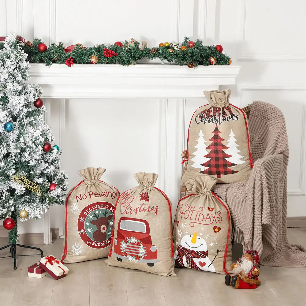 1pcs Large Drawstring Gift Bags Christmas Linen Burlap Bag Santa Claus Snowman Elk Printing Present Storage Gift Bag
1pcs Large Drawstring Gift Bags Christmas Linen Burlap Bag Santa Claus Snowman Elk Printing Present Storage Gift Bag
