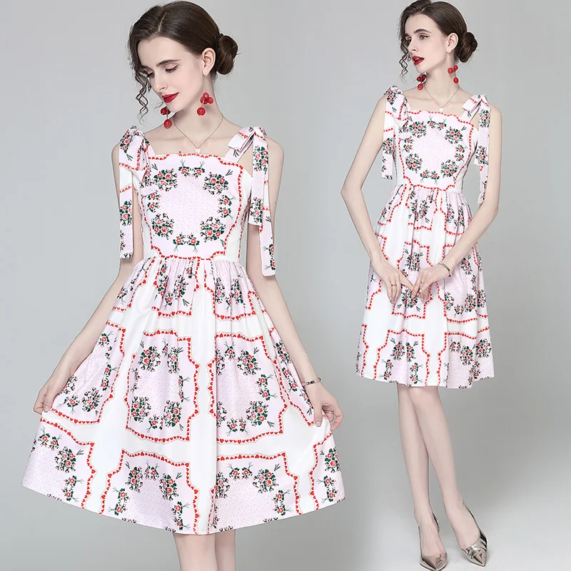 2022 Women's Summer New High-end Temperament Fashion Slim Print Suspender T-stage Catwalk Resort Beach High Waist Lace Up Dress
2022 Women's Summer New High-end Temperament Fashion Slim Print Suspender T-stage Catwalk Resort Beach High Waist Lace Up Dress