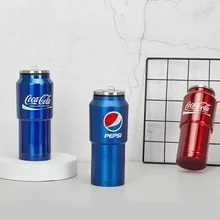 New 500ml Creative Coca-Cola Thermal Water Cup With Lid ＆ Straw Stainless Steel Fashion Vacuum Cola Water Bottle Car Coffee Cups