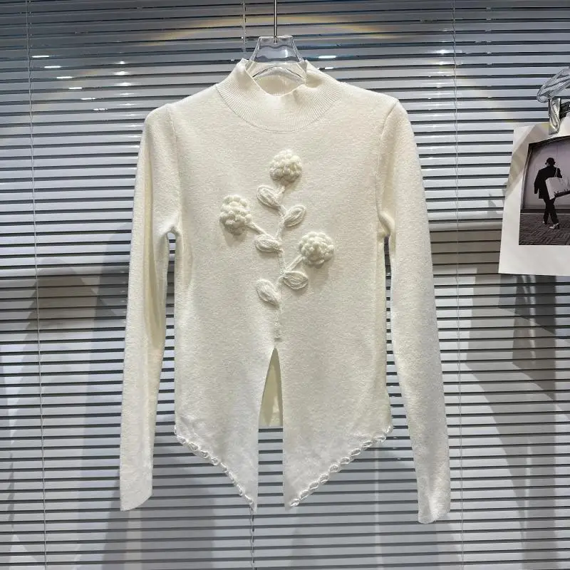Women Winter Clothes 2022 New Niche Knitwear Embroidery Flowers Split Knit Sweaters Female White/black Thick Knitted Pullovers
Women Winter Clothes 2022 New Niche Knitwear Embroidery Flowers Split Knit Sweaters Female White/black Thick Knitted Pullovers