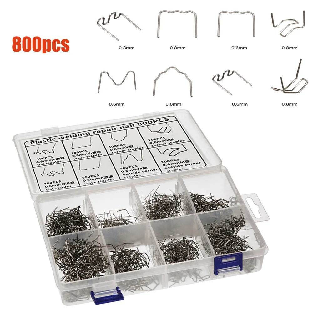 800pcs/box Car Bumper 0.6mm 0.8mm Thermal Welding Tool Hot Stapler Plastic Cracks Repair Tool Kit High Quality
800pcs/box Car Bumper 0.6mm 0.8mm Thermal Welding Tool Hot Stapler Plastic Cracks Repair Tool Kit High Quality