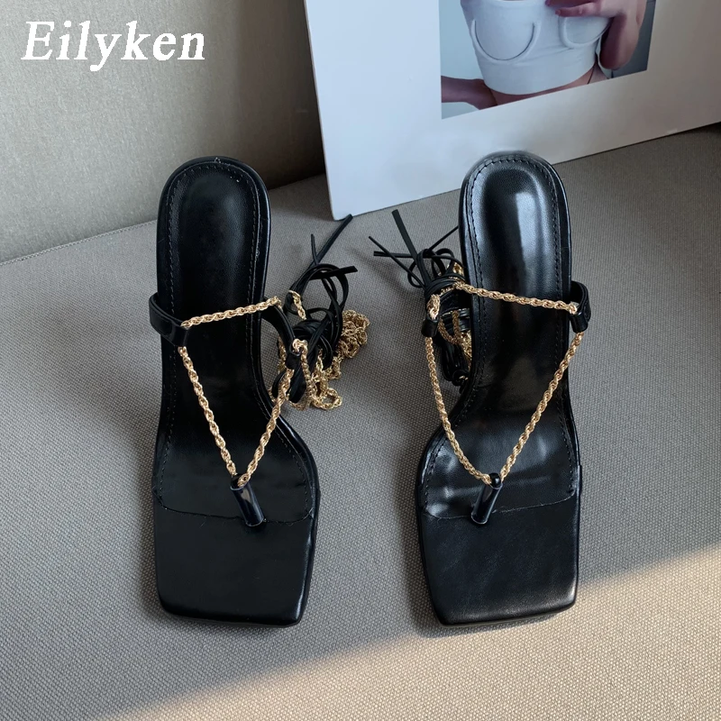 Eilyken New Sexy Metal Chain Decoration Clip Toe Ankle Lace-Up Thin High Heels Ladies Flip Flops Strippers Party Sandals Shoes
Eilyken New Sexy Metal Chain Decoration Clip Toe Ankle Lace-Up Thin High Heels Ladies Flip Flops Strippers Party Sandals Shoes
