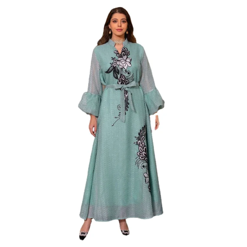 

Abayas For Women Luxury Sequins Embroidery Party Dresses Moroccan Caftan Turkey Arabic Jalabiya Islam Ethnic Abaya Party Ramadan