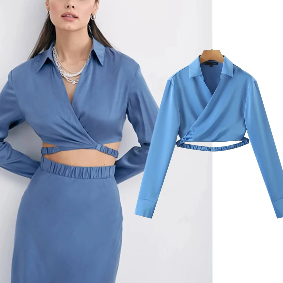 Maxdutti Fashion Simple Blouse High Street Sexy Hollow Out Short Tops Satin Shirt Blouse Women
Maxdutti Fashion Simple Blouse High Street Sexy Hollow Out Short Tops Satin Shirt Blouse Women