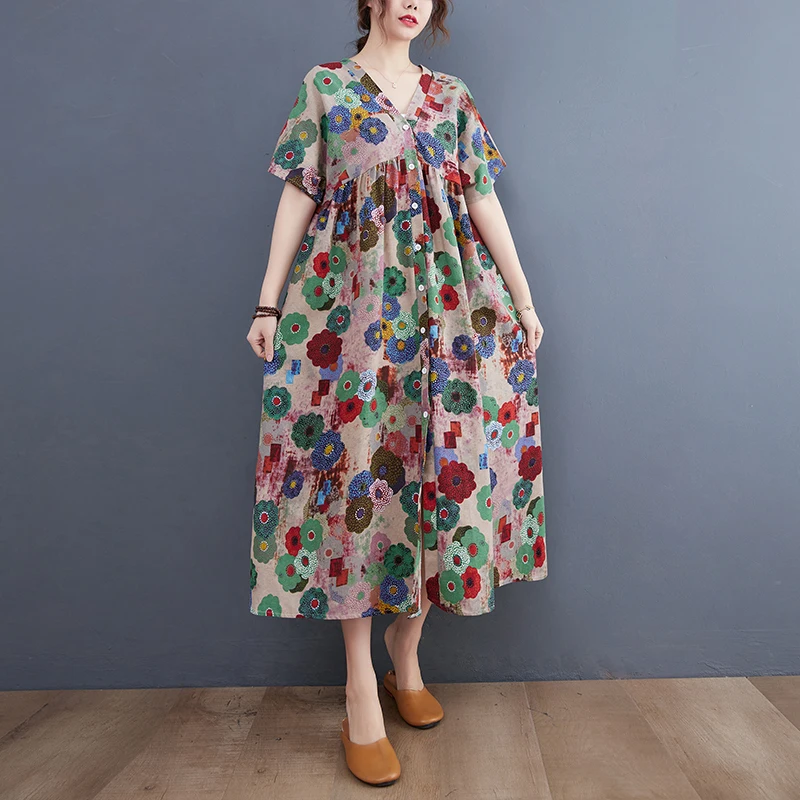 Женское платье-трапеция SuperAen 2022, свободное тонкое платье из хлопка и льна с v-образным вырезом и коротким рукавом
Женское платье-трапеция SuperAen 2022, свободное тонкое платье из хлопка и льна с v-образным вырезом и коротким рукавом