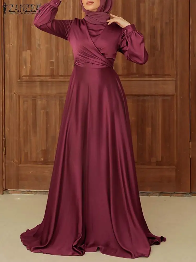 ZANZEA Full Sleeve O-Neck Solid Color Ankle Length Robe Womens Muslim Satin Maxi Dress Femme Casual Elegant Loose Long Sundress
ZANZEA Full Sleeve O-Neck Solid Color Ankle Length Robe Womens Muslim Satin Maxi Dress Femme Casual Elegant Loose Long Sundress