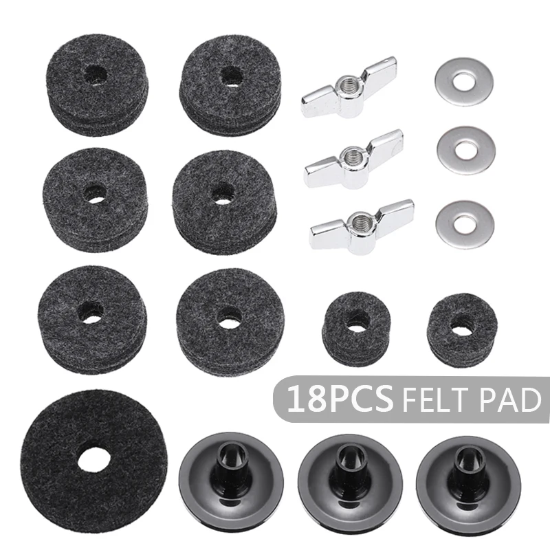 18pcs Black/Silver Non-slip Washers Cymbal Felt High-hat Clutches Wing Nuts Set Durable Anti-skid Shelf Drum Felts Kit
18pcs Black/Silver Non-slip Washers Cymbal Felt High-hat Clutches Wing Nuts Set Durable Anti-skid Shelf Drum Felts Kit