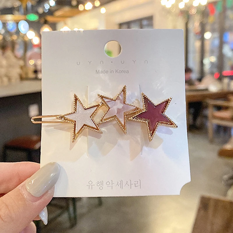 Модные металлические акриловые заколки для волос со звездами, женские головные уборы, заколки для волос, аксессуары для волос для девочек
Модные металлические акриловые заколки для волос со звездами, женские головные уборы, заколки для волос, аксессуары для волос для девочек