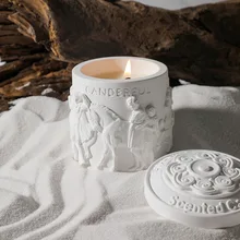 Luxury The Parthenon Sculpture Cup Jar Aromatherapy Candle Plaster Cup Soy Wax Plant Essential oils Candles Home Decoration