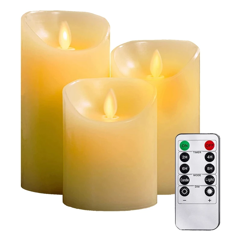 Set Of 3 Flameless Candles 4In 5In 6In White Include Realistic Dancing LED Flames Remote Control
Set Of 3 Flameless Candles 4In 5In 6In White Include Realistic Dancing LED Flames Remote Control