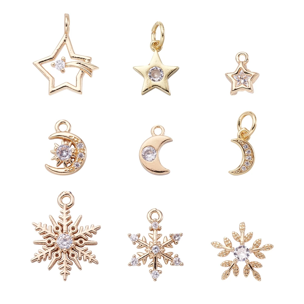 18Pcs Brass Cubic Zirconia Charms Star & Moon Pendants For Vintage Women Jewelry Making Necklace Earring DIY Accessories
18Pcs Brass Cubic Zirconia Charms Star & Moon Pendants For Vintage Women Jewelry Making Necklace Earring DIY Accessories