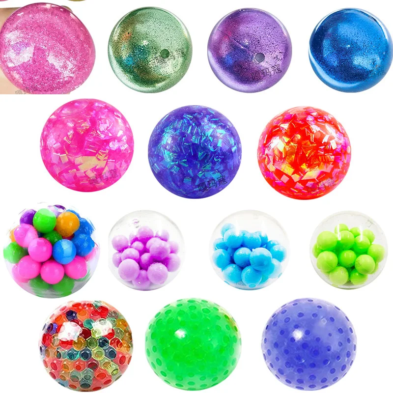 

Pearl Gold Powder Squeeze Ball TPR Grape Vent Ball Antistress Stress Relief Fidget Toy Squishy Waterball for Kids Adults