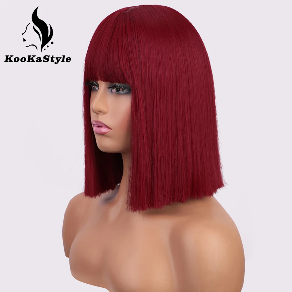 KooKaStyle Red Cosplay Wig With Bangs Synthetic Short Bob Wigs For Black Women Short Straight Wine Red Color Wig Halloween Hair
KooKaStyle Red Cosplay Wig With Bangs Synthetic Short Bob Wigs For Black Women Short Straight Wine Red Color Wig Halloween Hair